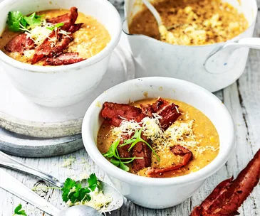 Smoky cauliflower and corn chowder