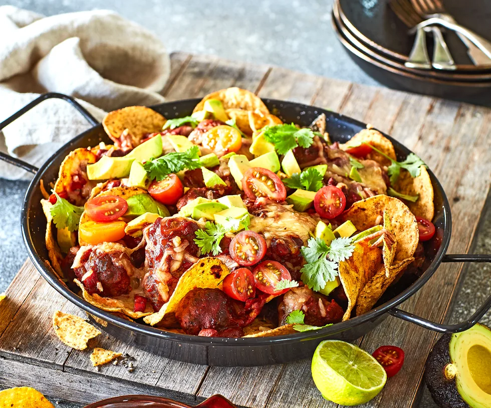 Nacho meatball bake