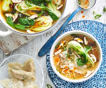 Chicken wonton noodle soup