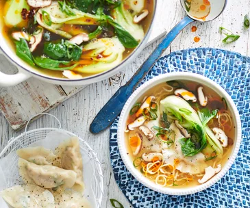 Chicken wonton noodle soup