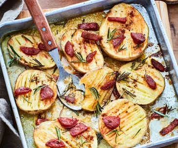 Rosemary potatoes and chorizo