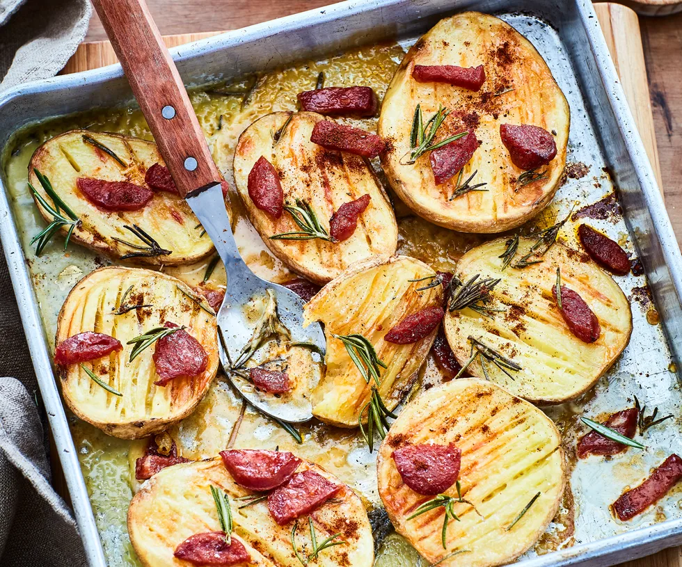 Rosemary potatoes and chorizo