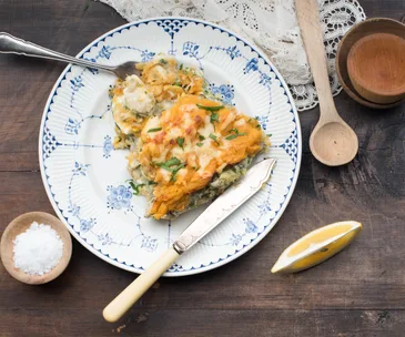 Fish pie with kūmara topping