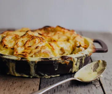 Potato, mustard and cheddar bake