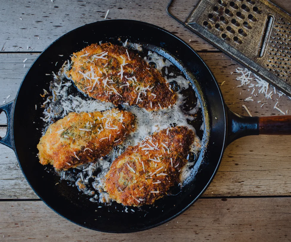 Pecorino, black pepper and sage-crusted chicken breast