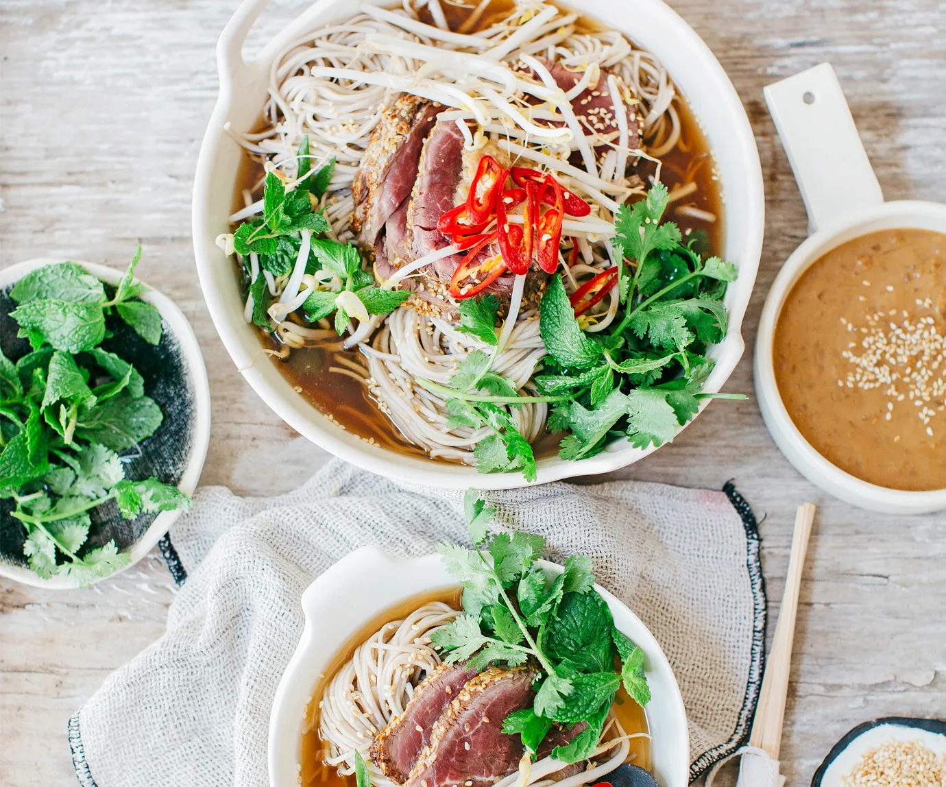 Rare beef noodle hot pot