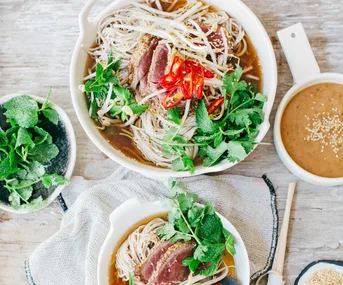 Rare beef noodle hot pot