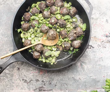 Lamb meatballs with broad beans