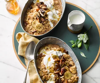 Baked banana and chocolate-chip porridge