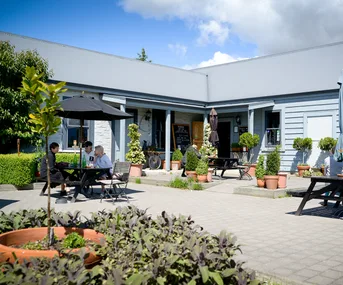 Florence's Foodstore and Cafe garden courtyard
