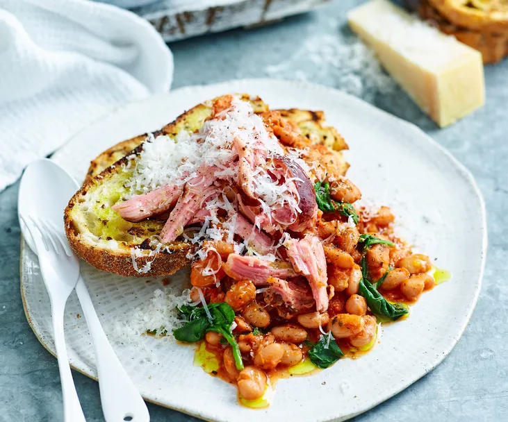 Honey mustard ham and baked beans