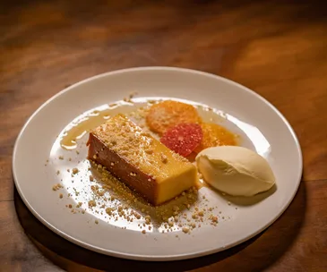 No7 Balmac's condensed milk flan with orange marmalade