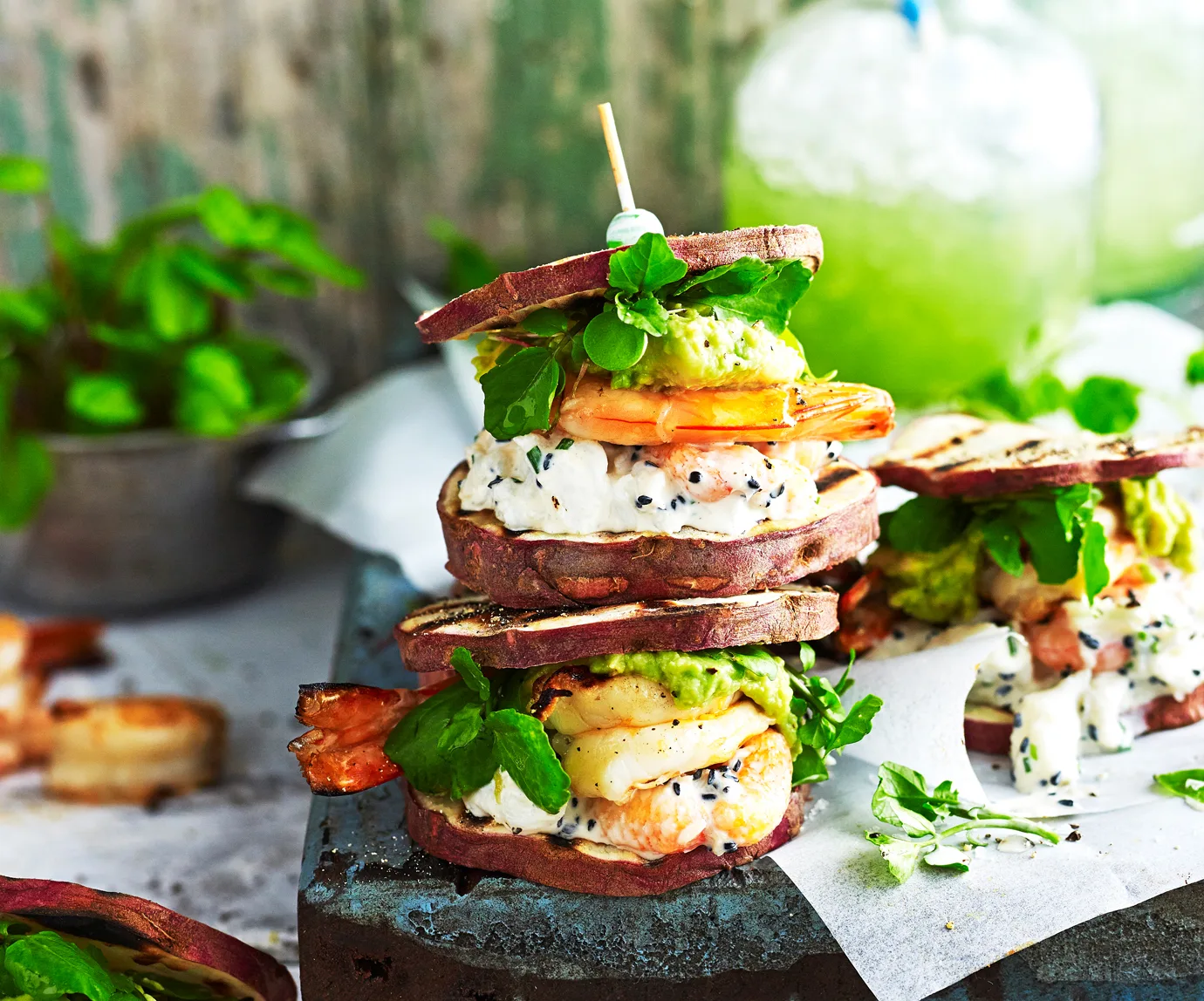 Prawn and crab kūmara sliders