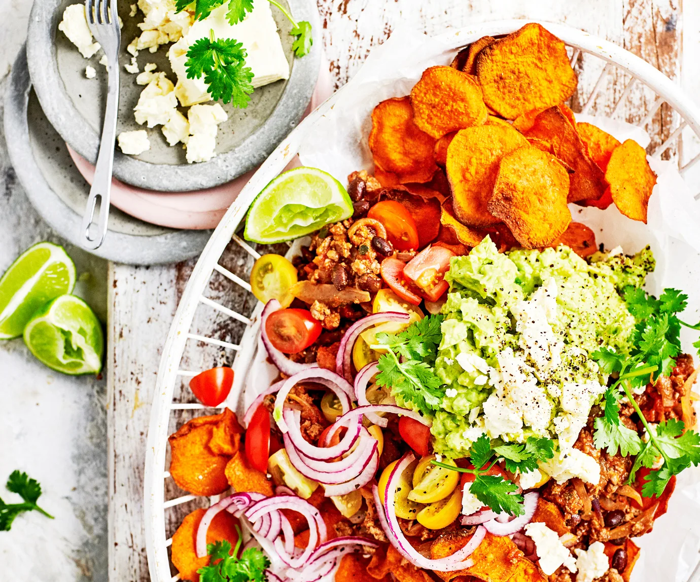 Beef nachos with homemade kūmara chips