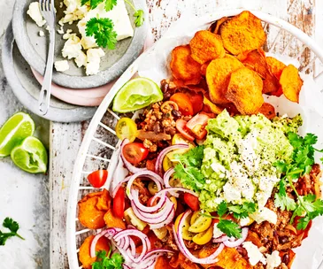 Beef nachos with homemade kūmara chips