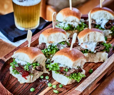 Lamb and minted pea sliders