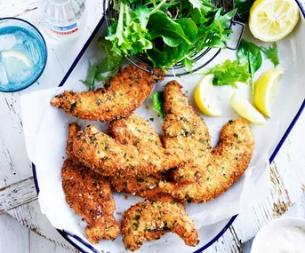 Crumbed chicken with spicy mayonnaise