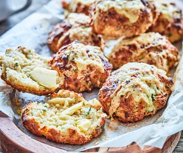 Double cheese and chive scones