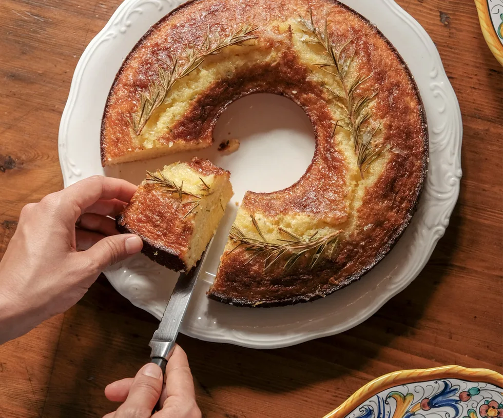Italian lemon and olive oil cake with rosemary