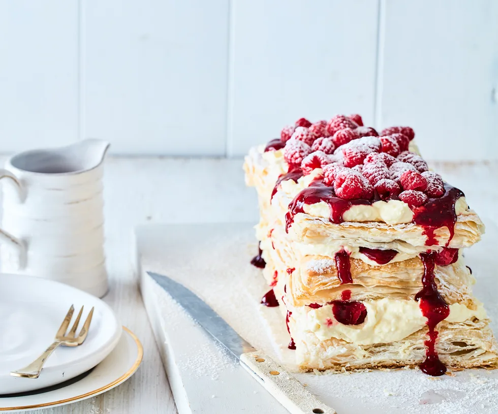 Rustic raspberry mille-feuille
