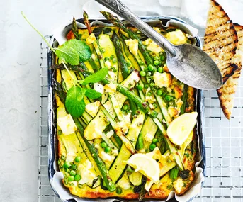 Asparagus and fetta frittata