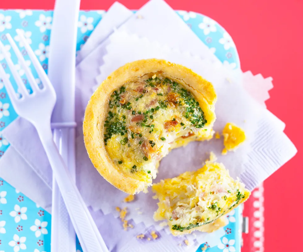 egg, bacon and parmesan pies