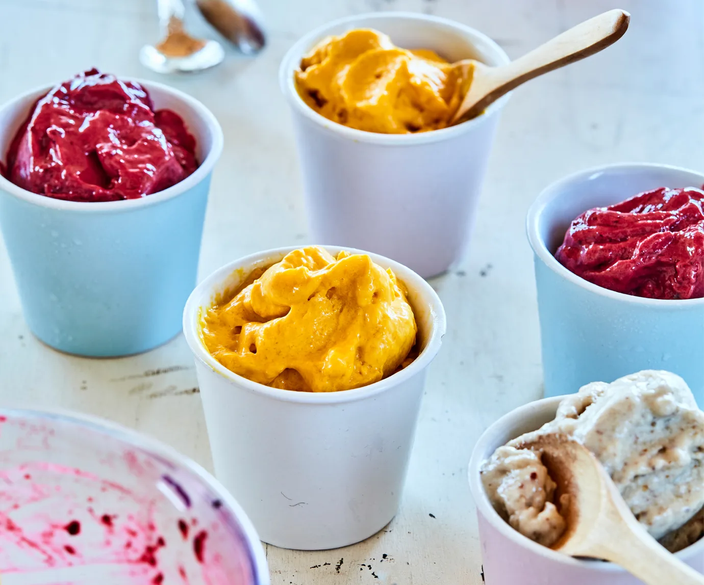 cups of fruit sorbet