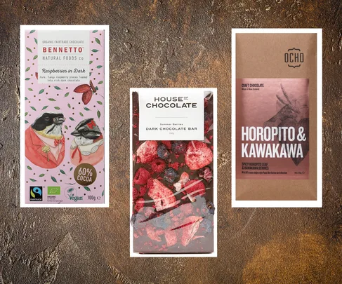 chocolate blocks on chocolate metal background