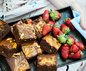 Chocolate, caramel and walnut brownie