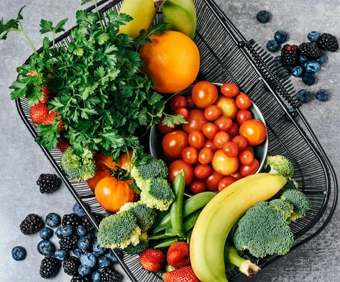fruit and vegetables in basket