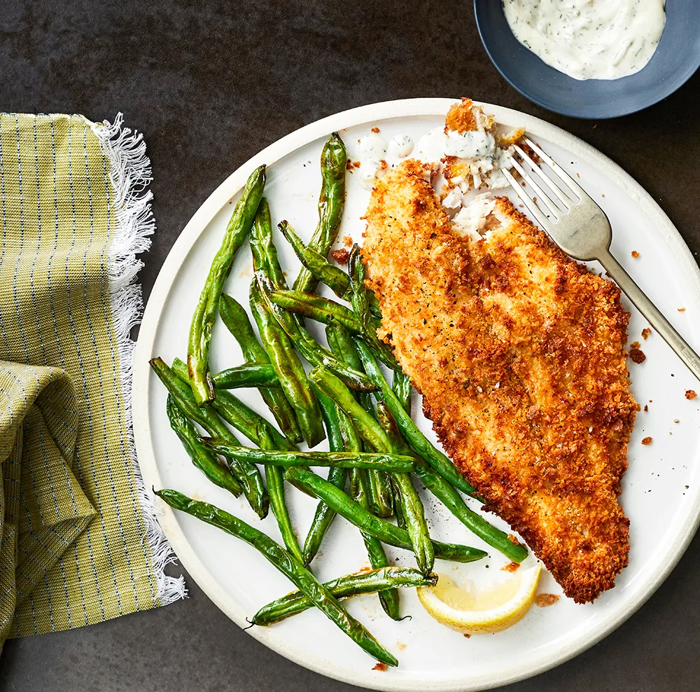 Air-fried fish with green beans