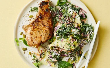 Mustard pork cutlet with pineapple slaw