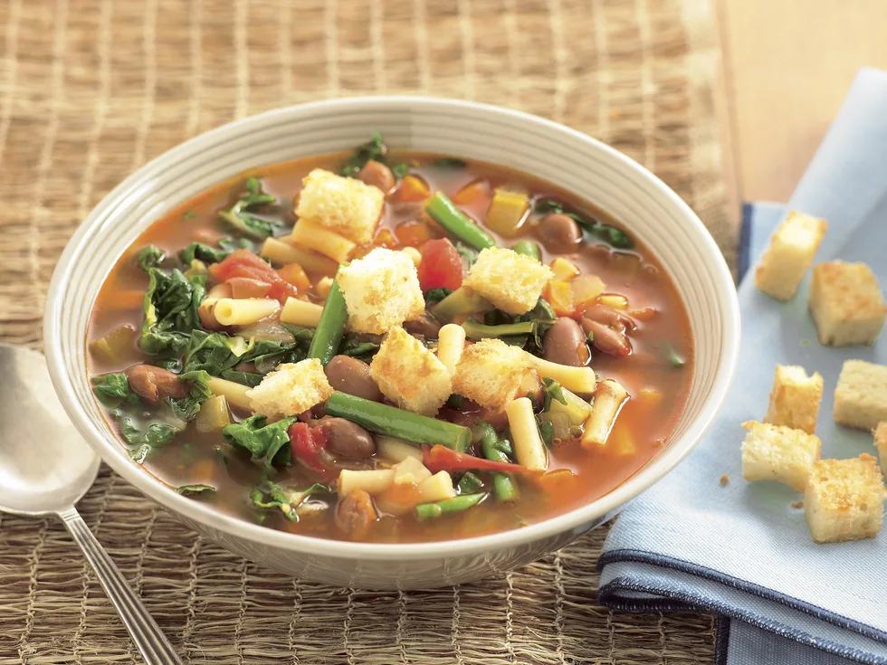 Minestrone with Parmesan Croutons