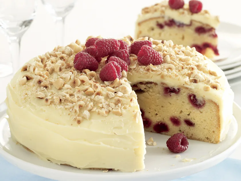 White chocolate and raspberry mud cake