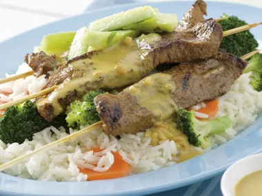 Satay Beef with Cucumber Salad