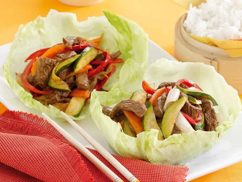 Beef and black bean lettuce cups