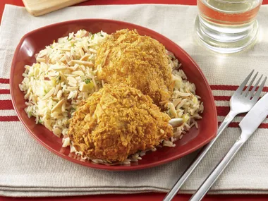 Chip- coated Chicken with Pilau