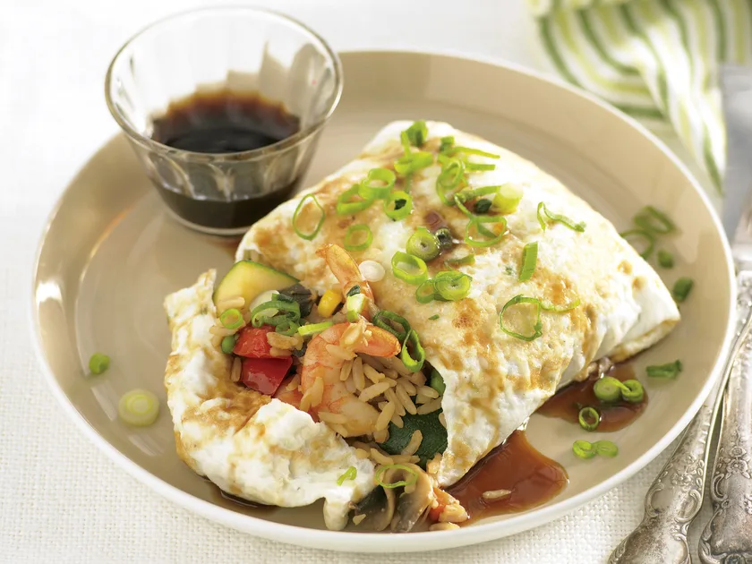 Fried rice omelette parcels