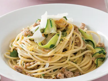 Lemon Pork and Zucchini Spaghetti