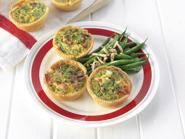 Salmon Quiches with Honey Beans
