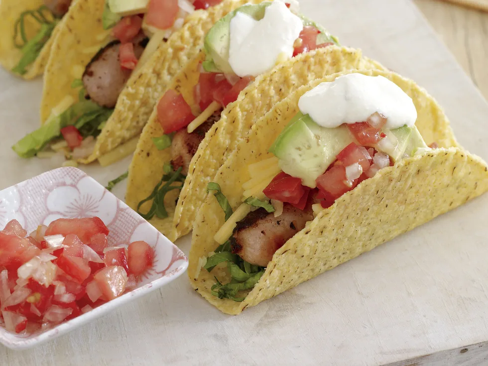 Sausage Tacos with Chilli Tomato Salsa