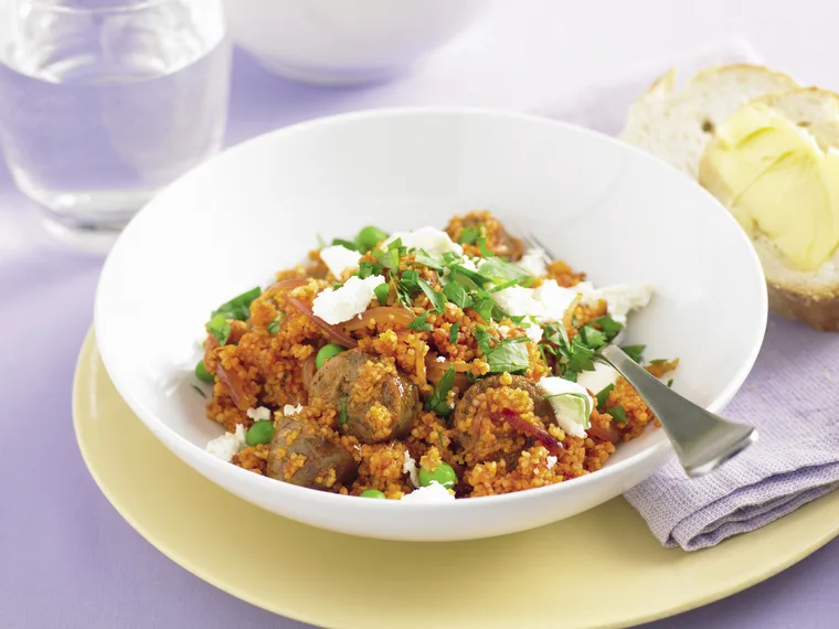 Sausage, Pea and Fetta Couscous