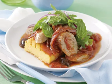 Sausages with Grilled Polenta