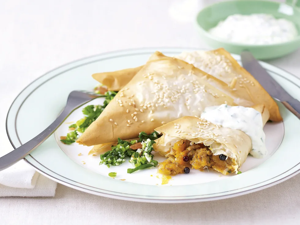 Spiced Lamb and Kumara Triangles