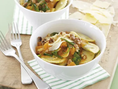 Spinach Agnolotti with Pumpkin Sauce