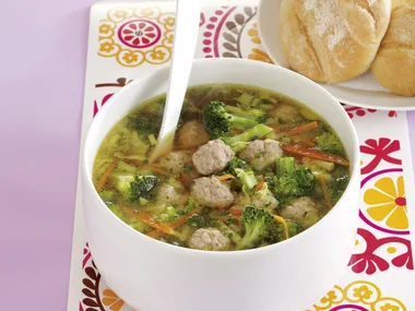 Spring Vegetable and Meatball Soup