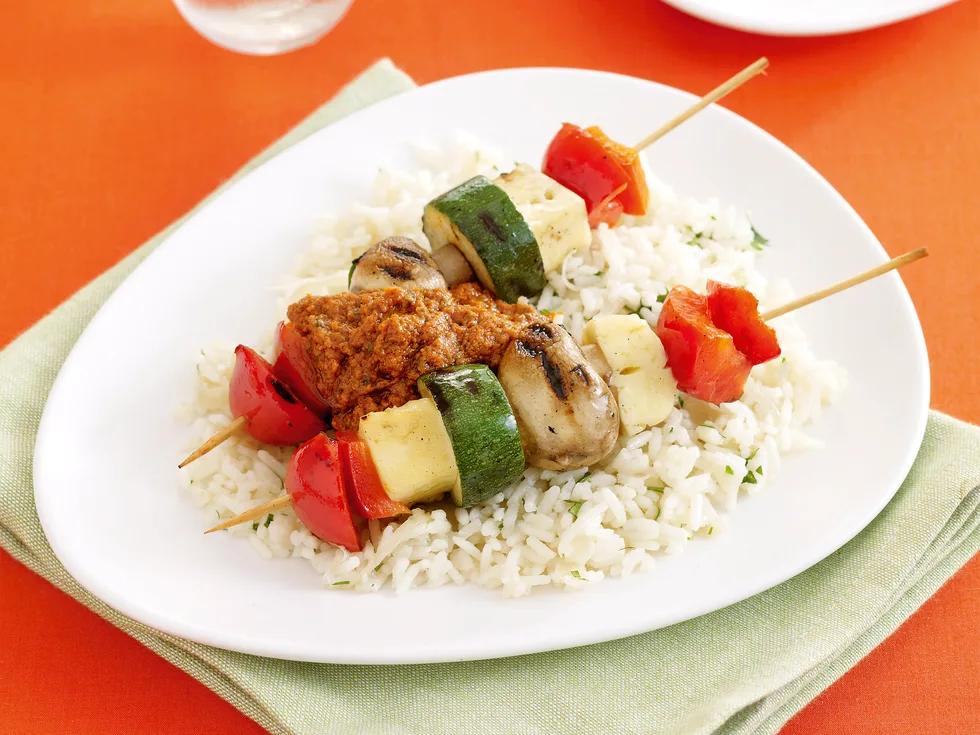 Vegetable and Haloumi Skewers