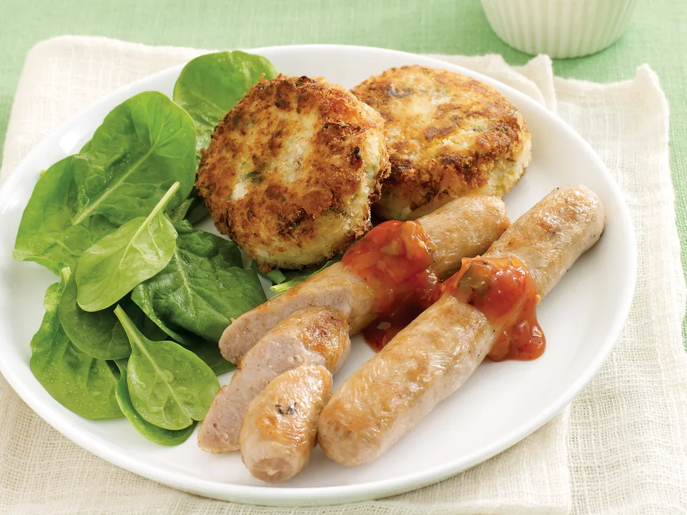 Vegie Patties with Sausages