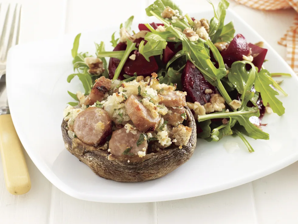 Stuffed Mushrooms with Beetroot Salad