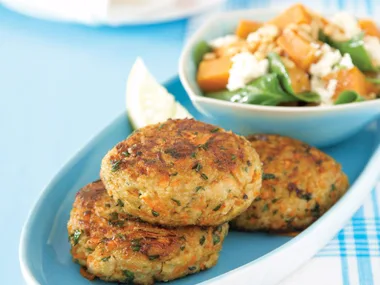 Pork Patties with Spinach Salad